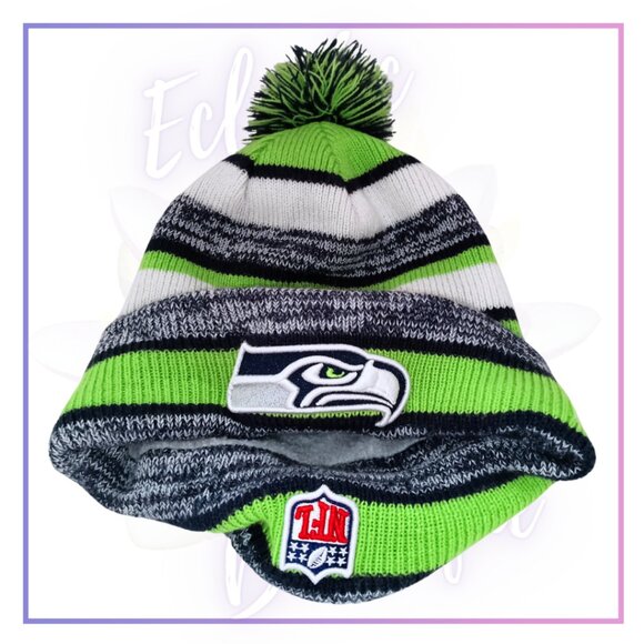 New Era Official Seattle Seahawks Cozy Winter Hat & Nice Warm Scarf Gift Set - Picture 6 of 16